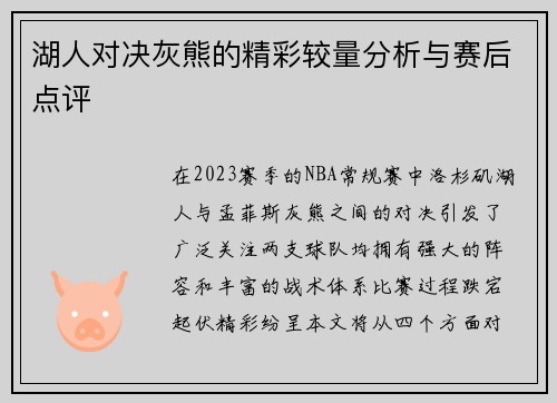 湖人对决灰熊的精彩较量分析与赛后点评